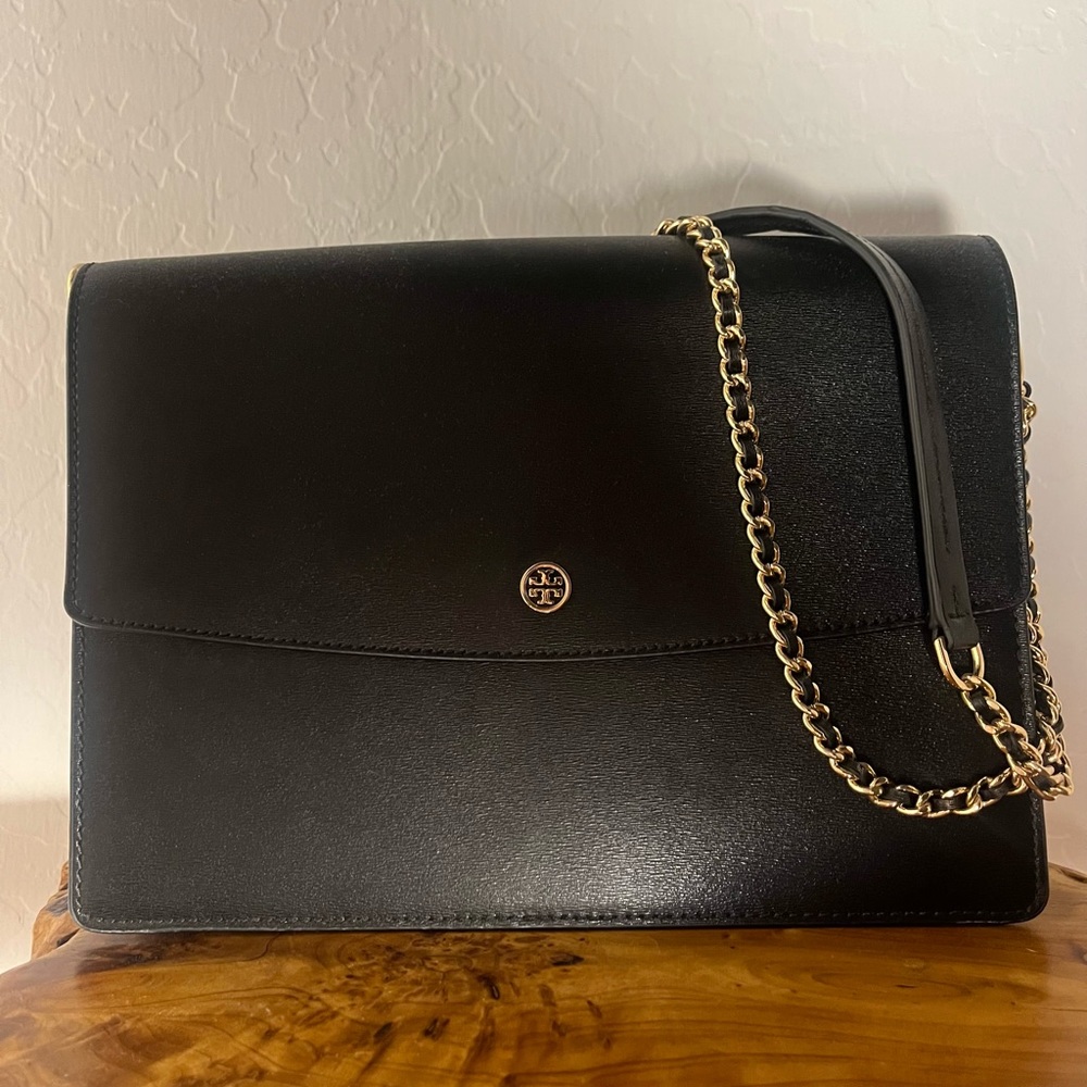 TORY BURCH LARGE LEATHER PARKER CHAIN SHOULDER BAG